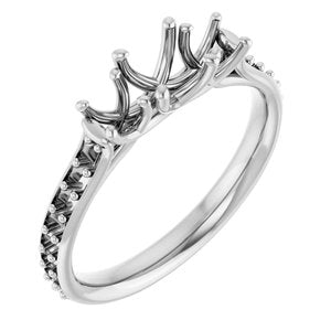 14K White Gold 5.2 mm Round Three-Stone Engagement Ring Mounting