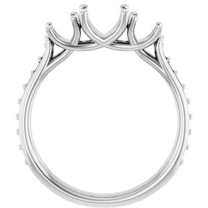 14K White Gold 6.5 mm Round Three-Stone Engagement Ring Mounting