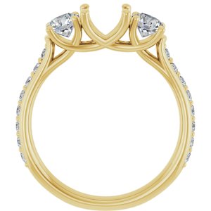 14K Yellow Gold 6.5 mm Round 9/10 CTW Lab-Grown Diamond Semi-Set Engagement Ring