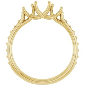 14K Yellow Gold 5.2 mm Round Three-Stone Engagement Ring Mounting