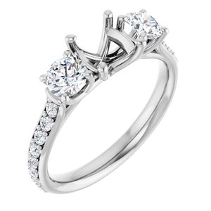 14K White Gold 6.5 mm Round 9/10 CTW Lab-Grown Diamond Semi-Set Engagement Ring