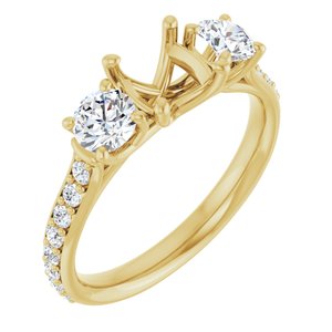 14K Yellow Gold 6.5 mm Round 9/10 CTW Lab-Grown Diamond Semi-Set Engagement Ring