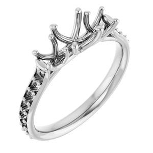 14K White Gold 5.8 mm Round Three-Stone Engagement Ring Mounting