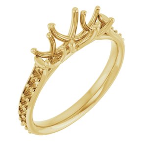 14K Yellow Gold 5.8 mm Round Three-Stone Engagement Ring Mounting