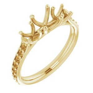 14K Yellow Gold 6 mm Round Three-Stone Engagement Ring Mounting
