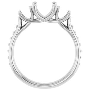 14K White Gold 9x7 mm Oval Three-Stone Engagement Ring Mounting