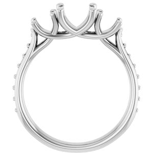 14K White Gold 7 mm Round Three-Stone Engagement Ring Mounting