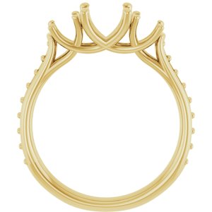 14K Yellow Gold 6 mm Cushion Three-Stone Engagement Ring Mounting