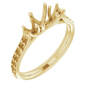 14K Yellow Gold 4.5 mm Square Three-Stone Engagement Ring Mounting