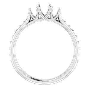 14K White Gold 6x4 mm Oval Three-Stone Engagement Ring Mounting