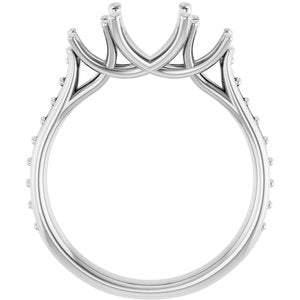 14K White Gold 6 mm Square Three-Stone Engagement Ring Mounting
