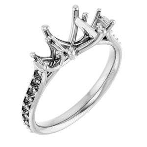 14K White Gold 6 mm Square Three-Stone Engagement Ring Mounting