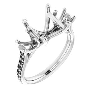 14K White Gold 8 mm Square Three-Stone Engagement Ring Mounting