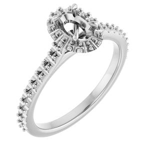 14K White Gold  6x4 mm Oval Engagement Ring Mounting