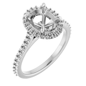 14K White Gold  9x7 mm Oval Engagement Ring Mounting
