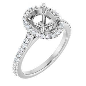 14K White Gold 9x7 mm Oval 1/3 CTW Natural Diamond Semi-Set Engagement Ring