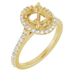 14K Yellow Gold 9x7 mm Oval 1/3 CTW Natural Diamond Semi-Set Engagement Ring