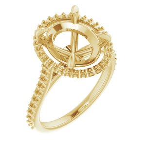 10K Yellow Gold  12x10 mm Oval Engagement Ring Mounting