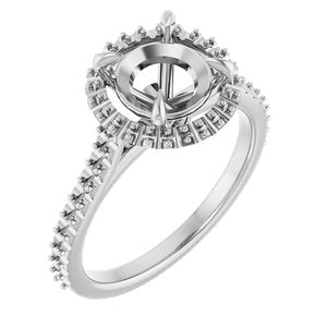 14K White Gold  8 mm Round Engagement Ring Mounting