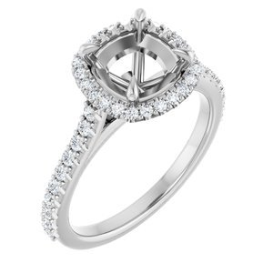 14K White Gold 7x7 mm Cushion 1/2 CTW Lab-Grown Diamond Semi-Set Engagement Ring