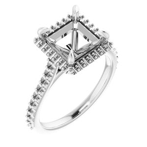 14K White Gold  7.5 mm Square Engagement Ring Mounting