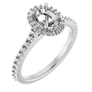 14K White Gold  7x5 mm Oval Engagement Ring Mounting