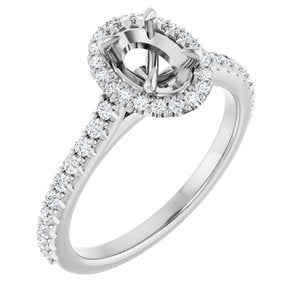 Platinum 7x5 mm Oval 3/8 CTW Lab-Grown Diamond Semi-Set Engagement Ring 