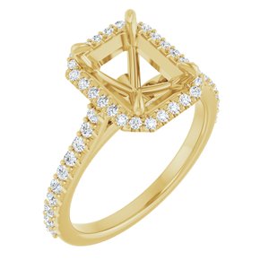 14K Yellow Gold 9x7 mm Emerald 1/3 CTW Natural Diamond Semi-Set Engagement Ring