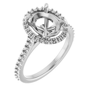 14K White Gold  10x8 mm Oval Engagement Ring Mounting