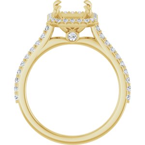14K Yellow Gold 9x7 mm Emerald 1/3 CTW Natural Diamond Semi-Set Engagement Ring