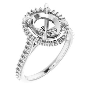 Sterling Silver  11x9 mm Oval Engagement Ring Mounting