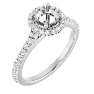 14K White Gold 5.8 mm Round 1/3 CTW Natural Diamond Semi-Set Engagement Ring