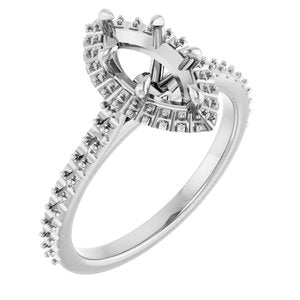 14K White Gold  10x5 mm Marquise Engagement Ring Mounting