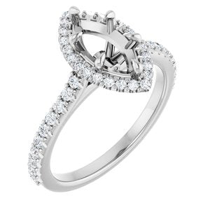 Platinum 10x5 mm Marquise 3/8 CTW Lab-Grown Diamond Semi-Set Engagement Ring