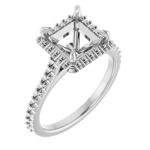 14K X1 White Gold  7 mm Square Engagement Ring Mounting