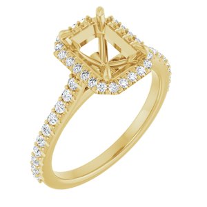 14K Yellow Gold 8x6 mm Emerald 1/3 CTW Natural Diamond Semi-Set Engagement Ring