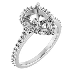 14K White Gold  10x7 mm Pear Engagement Ring Mounting