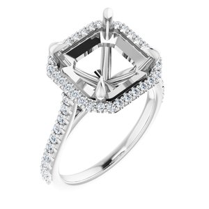 14K White Gold 10x10 mm Asscher 1/2 CTW Lab-Grown Diamond Semi-Set Engagement Ring
