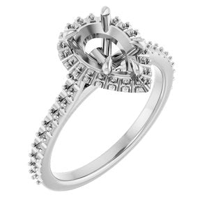 10K White Gold  9x6 mm Pear Engagement Ring Mounting