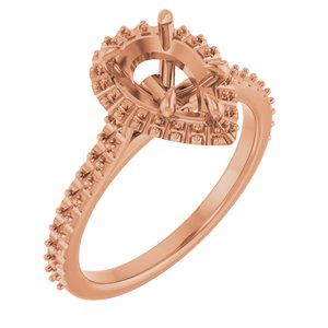14K Rose Gold  9x6 mm Pear Engagement Ring Mounting