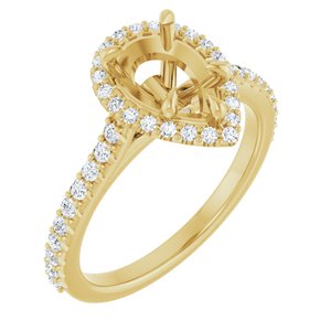 14K Yellow Gold 9x6 mm Pear 1/3 CTW Natural Diamond Semi-Set Engagement Ring