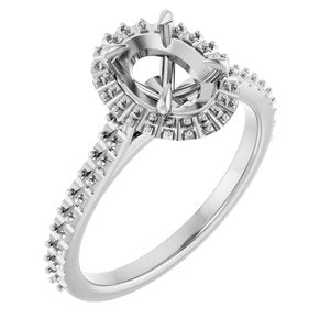 14K White Gold  8x6 mm Oval Engagement Ring Mounting