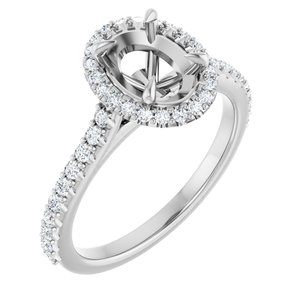 14K White Gold 8x6 mm Oval 1/2 CTW Lab-Grown Diamond Semi-Set Engagement Ring