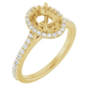 14K Yellow Gold 8x6 mm Oval 1/3 CTW Natural Diamond Semi-Set Engagement Ring