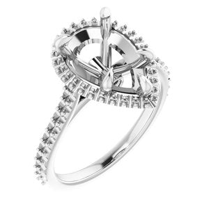 14K White Gold  12x8 mm Pear Engagement Ring Mounting