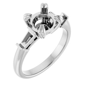 Platinum  8 mm Round Engagement Ring Mounting