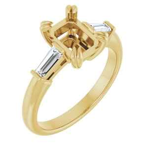 14K Yellow Gold 8 x 6 mm Emerald 1/4 CTW Lab-Grown Diamond Semi-Set Engagement Ring