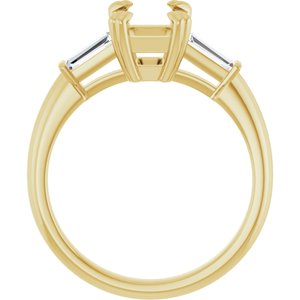14K Yellow Gold 8 x 6 mm Emerald 1/4 CTW Lab-Grown Diamond Semi-Set Engagement Ring