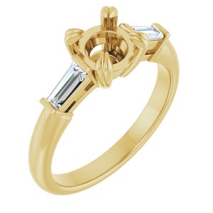 14K Yellow Gold 6.5 mm Round 1/3 CTW Lab-Grown Diamond Semi-Set Engagement Ring