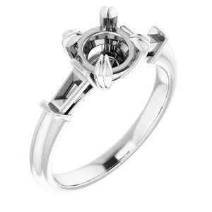 Platinum  7 mm Round Engagement Ring Mounting